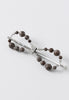 Unique curved pin design is made with natural brown snowflake jasper.