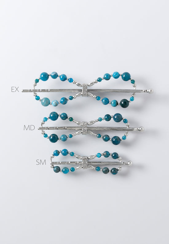 Aster flexi flip features beautiful blue apatite natural stones and is shown in all three sizes.