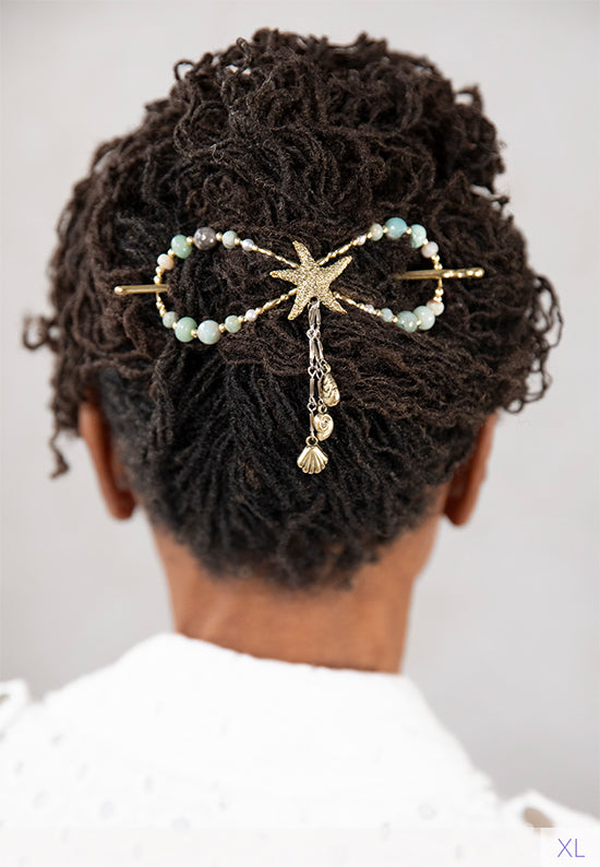 Sea Star with seashell dangles and a combination of amazonite stone and glass pearl accents.