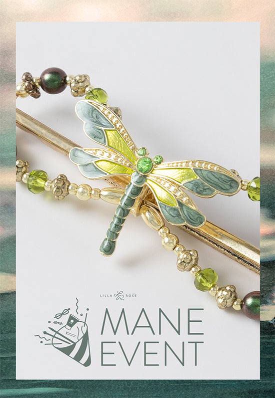 Gorgeous dragonfly with delicate wings and brass, metallic green and olivine accents. 