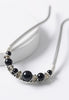 Fancy swerve with black beads in silvertone