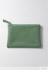 Green faux-suede zipper-pouch bag